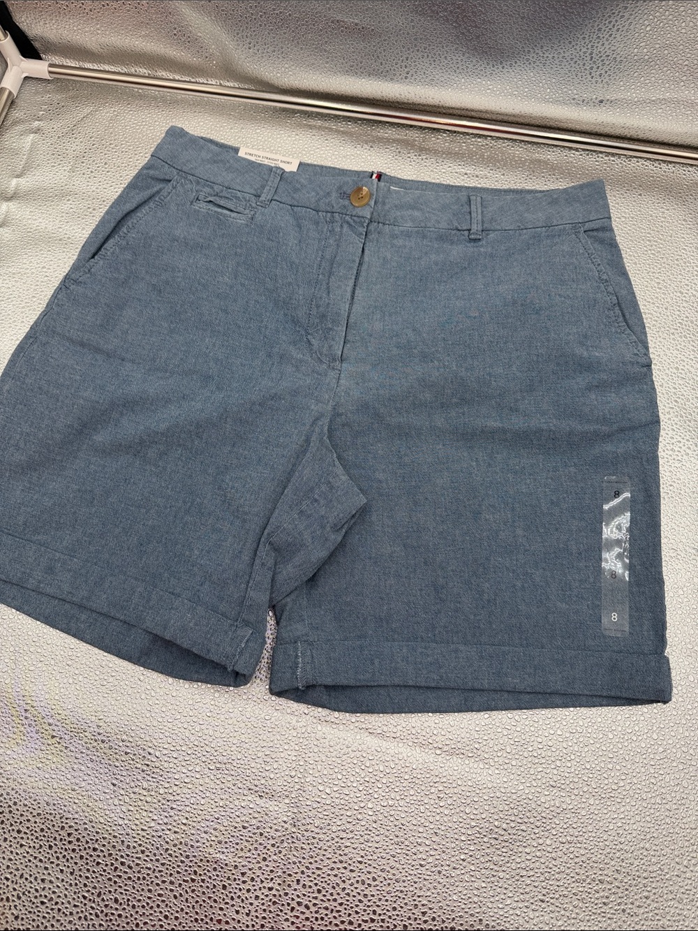 Tommy Hilfiger Light Blue Straight High-Rise Shorts